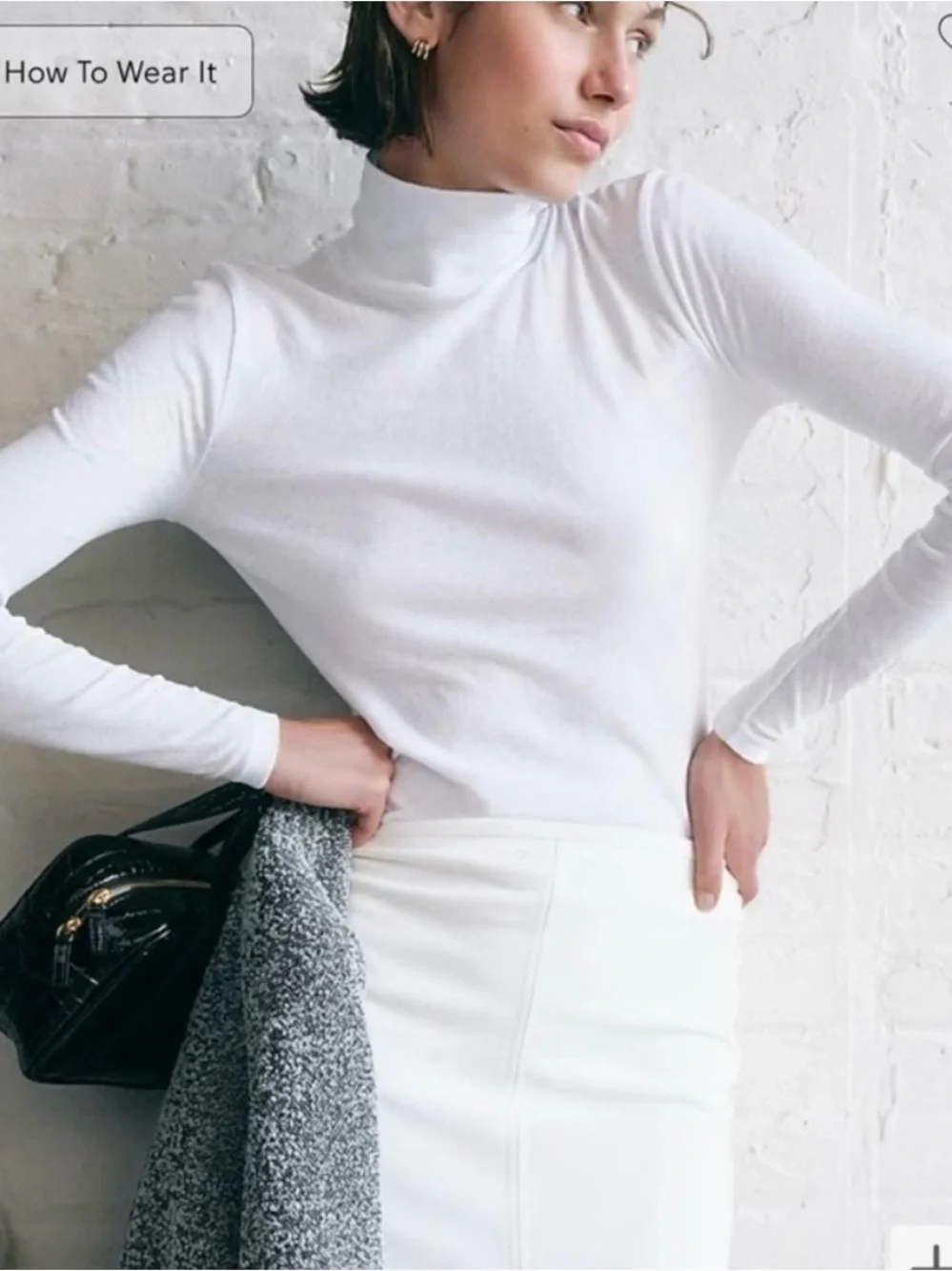 J Crew Tissue turtleneck White Long-Sleeve Top